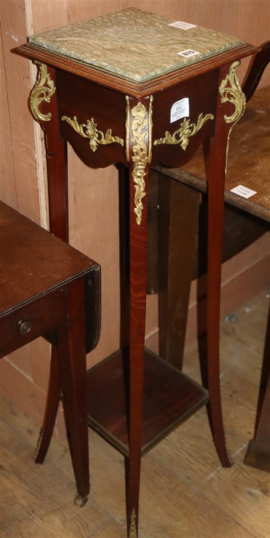 A French square marble topped jardiniere stand, with gilt metal mounts and an oak gateleg dining table (2) Jardiniere stand H.105cm